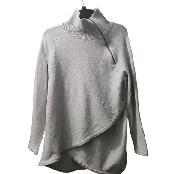 Soft Surroundings Asymmetrical Pullover Sweater Funnel Neck Gray Size M - Picture 1 of 6